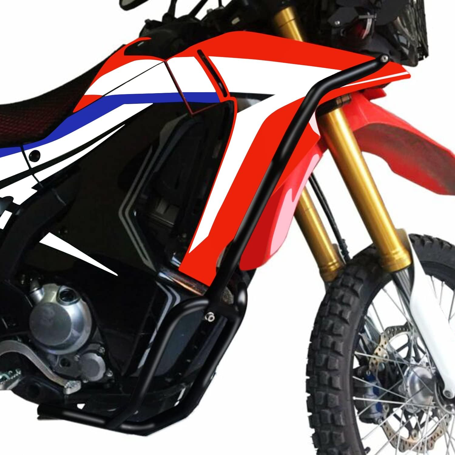 Motorcycle Engine Guard Crash Bar with Skid Plate for Honda CRF250L Rally 2017 2018 2019 2020 Highway Falling Bumper Body Framework Side Protection (Upper+Lower)