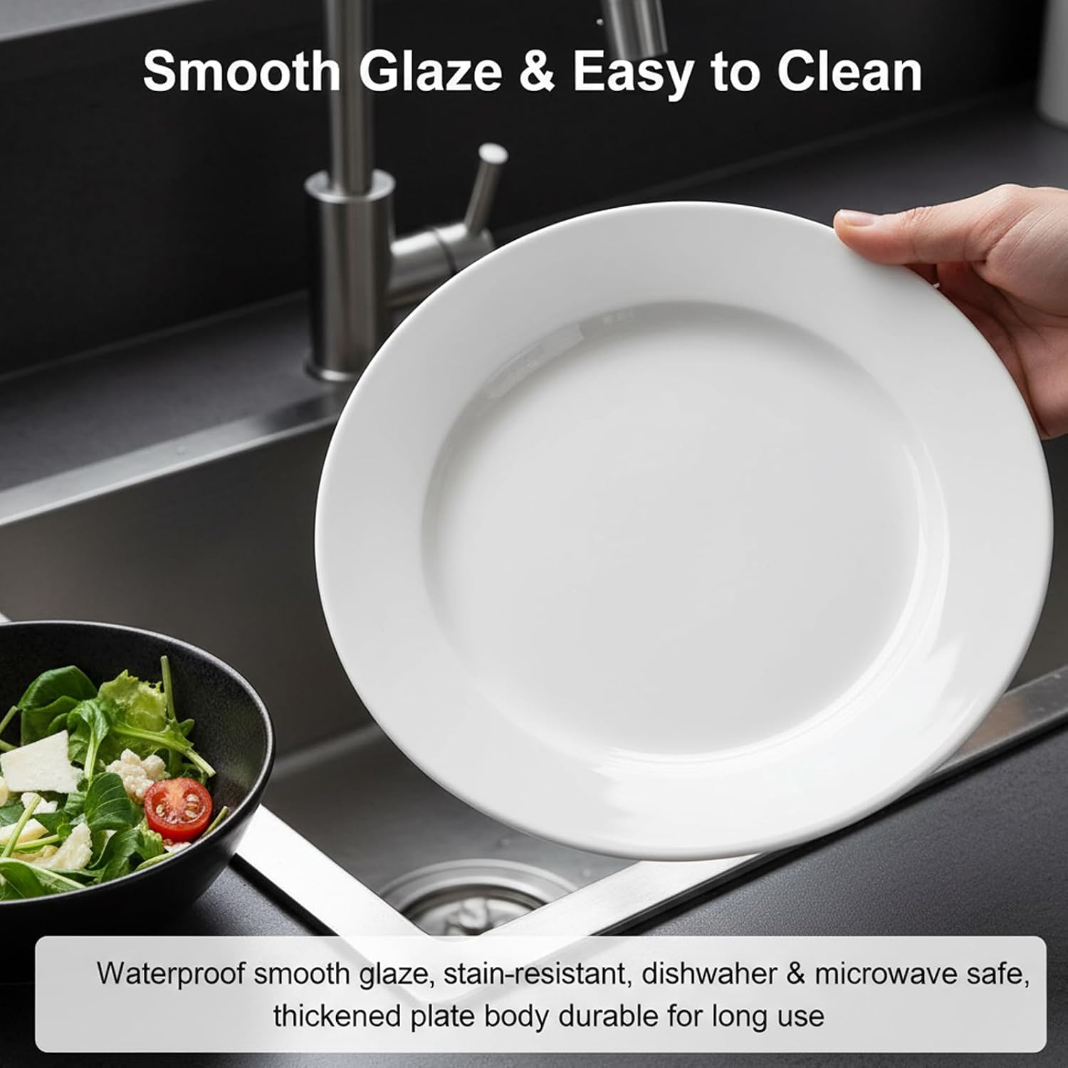 Appetizer Plates Set of 4, Small Ceramic White Dessert Plate, 5 Inch Small Plates Ceramic for Cake, Bread, Snack Sauce, Salad, Microwave and Dishwasher Safe (5 inch, 4 pack)