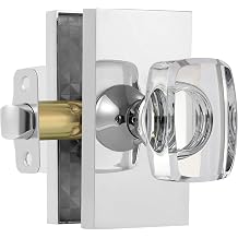 Crystal Glass Polished Chrome Passage Door Knobs Interior | Modern Rectangular Door Knobs Heavy Duty for Closet Hallway