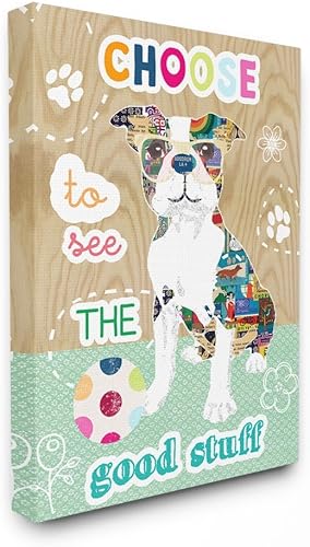 The Stupell Home Decor Collection Good Stuff Pet Dog Pattern Collage Lienzo estirado para pared, 24 x 30 pulgadas, multicolor