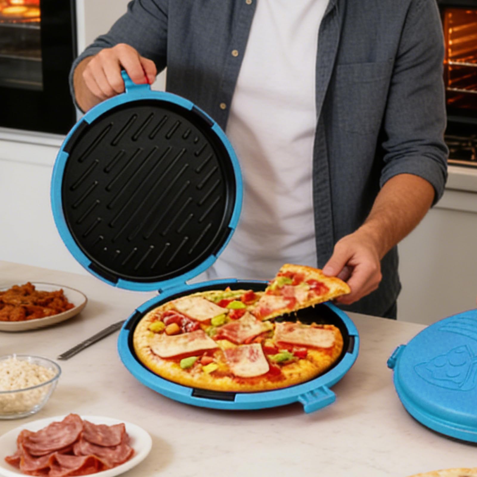Mikrowelle Brötchen Backblech,Schnellheizende runde Grillplatte | Mikrowelle Toastiehersteller,für Ofen Küche Haus Schule Schlafsaal Pfannkuchen Frühstück Backen Kochen
