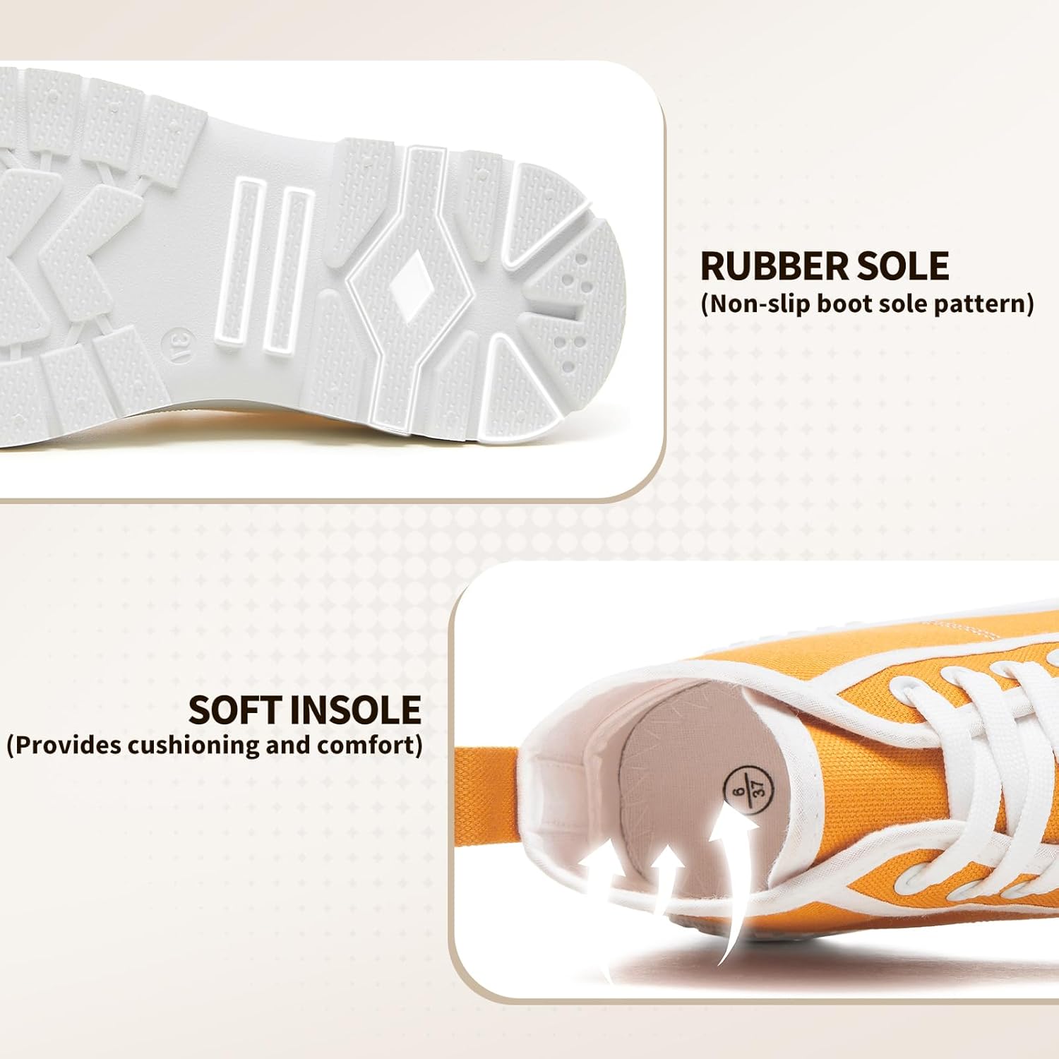 Rominz Women's White Platform Sneakers Fashion High Top Canvas Shoes for Women Black Lace-Up Canvas Sneakers Casual Platform Tennis Shoes - Image 5