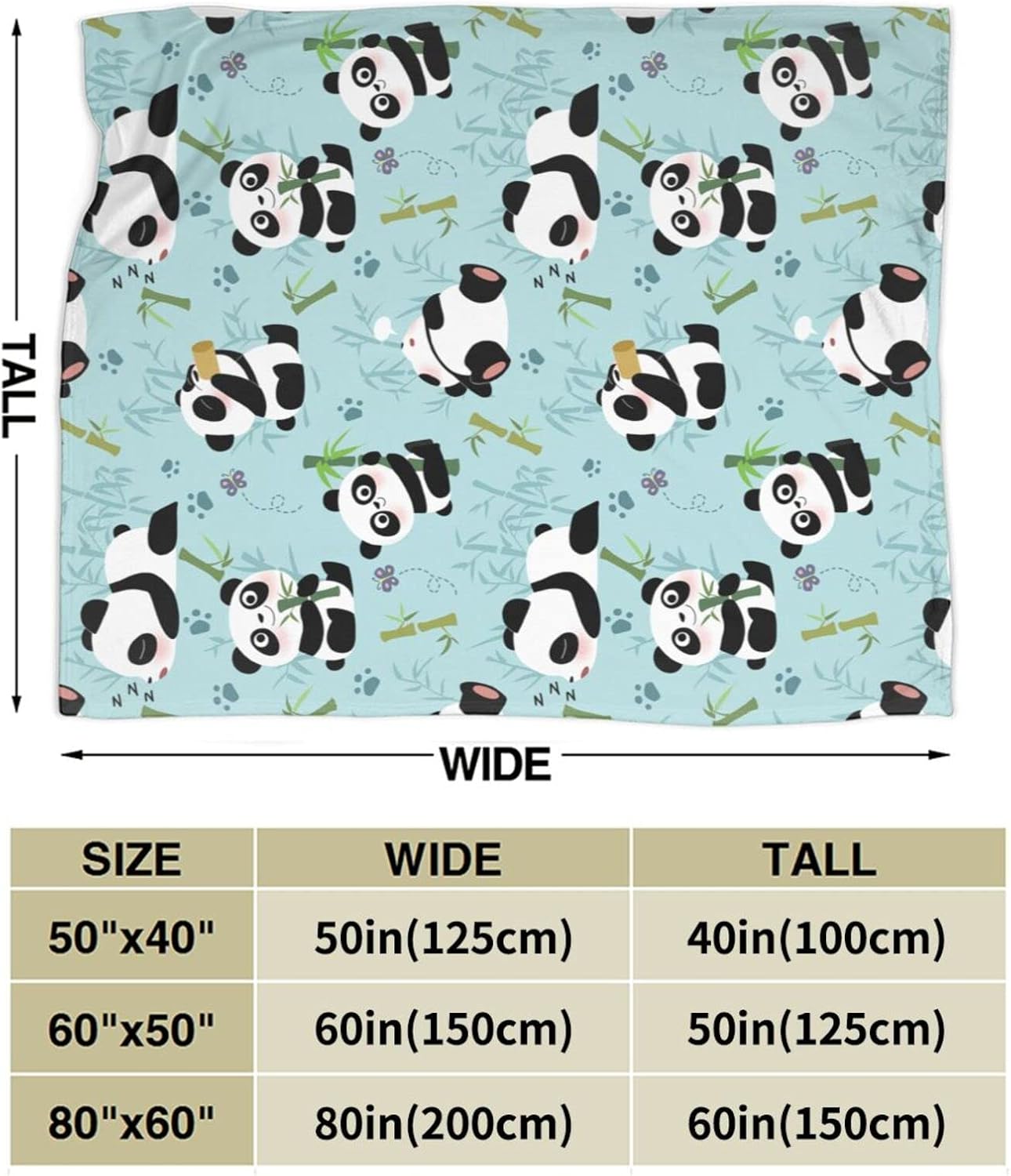 Pandas Throw Blanket Flannel Fleece Bed Blanket Plush Cozy Air Conditioning Blanket Plush Gift for Girls Boys Men Women Bedroom Sofa 50"x40" - Image 4