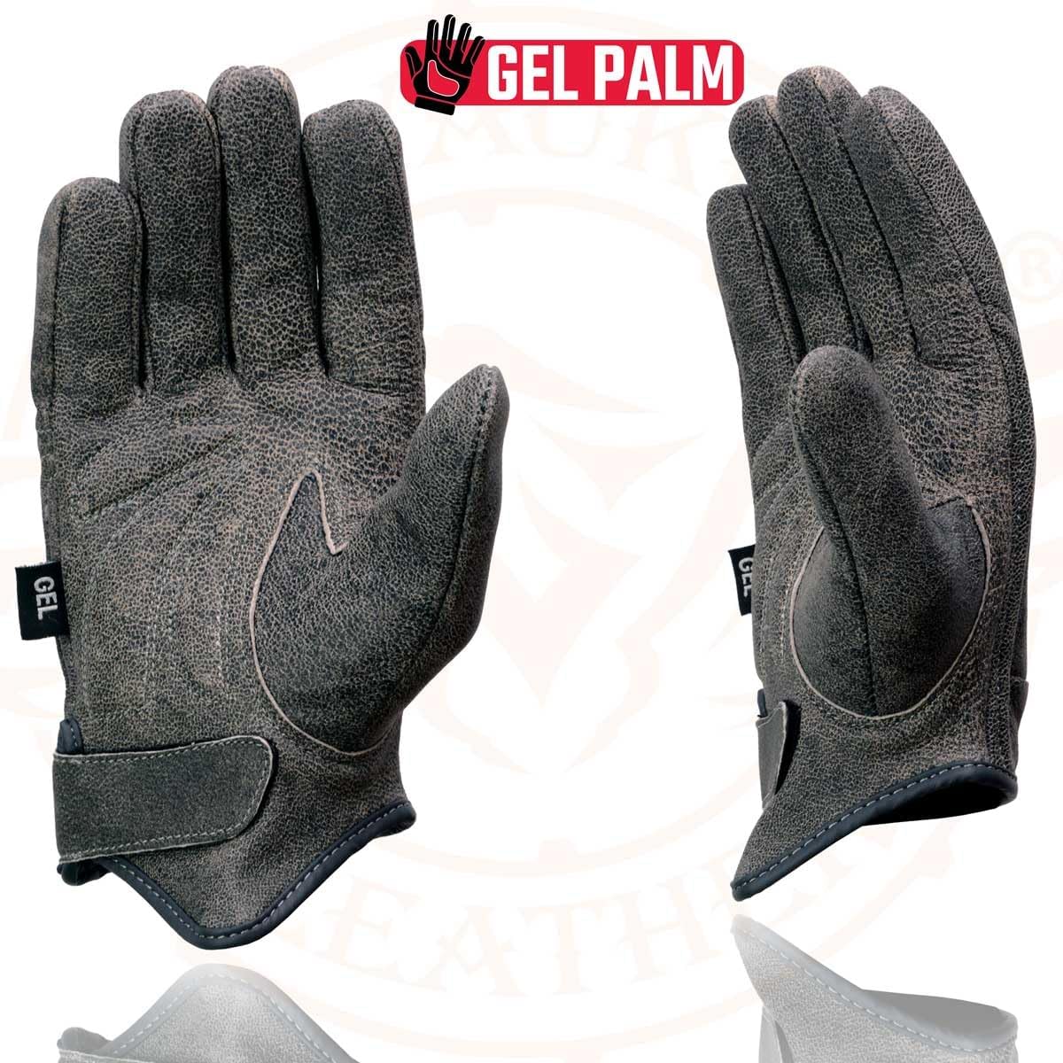 Milwaukee Leather MG7511 Men's Grey Leather Gel Padded Palm Short Wrist Motorcycle Hand Gloves W/ ‘Full Panel Cover’ - Image 5