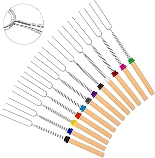 24 PCS Marshmallow Roasting Sticks, Telescoping Smores Sticks for Open Fire Pit, 32 Inch Long Marshmallow Toasting Barbecue Forks Smores Skewers for Campfire Camping Hotdog Hot Dog Bonfire Grill