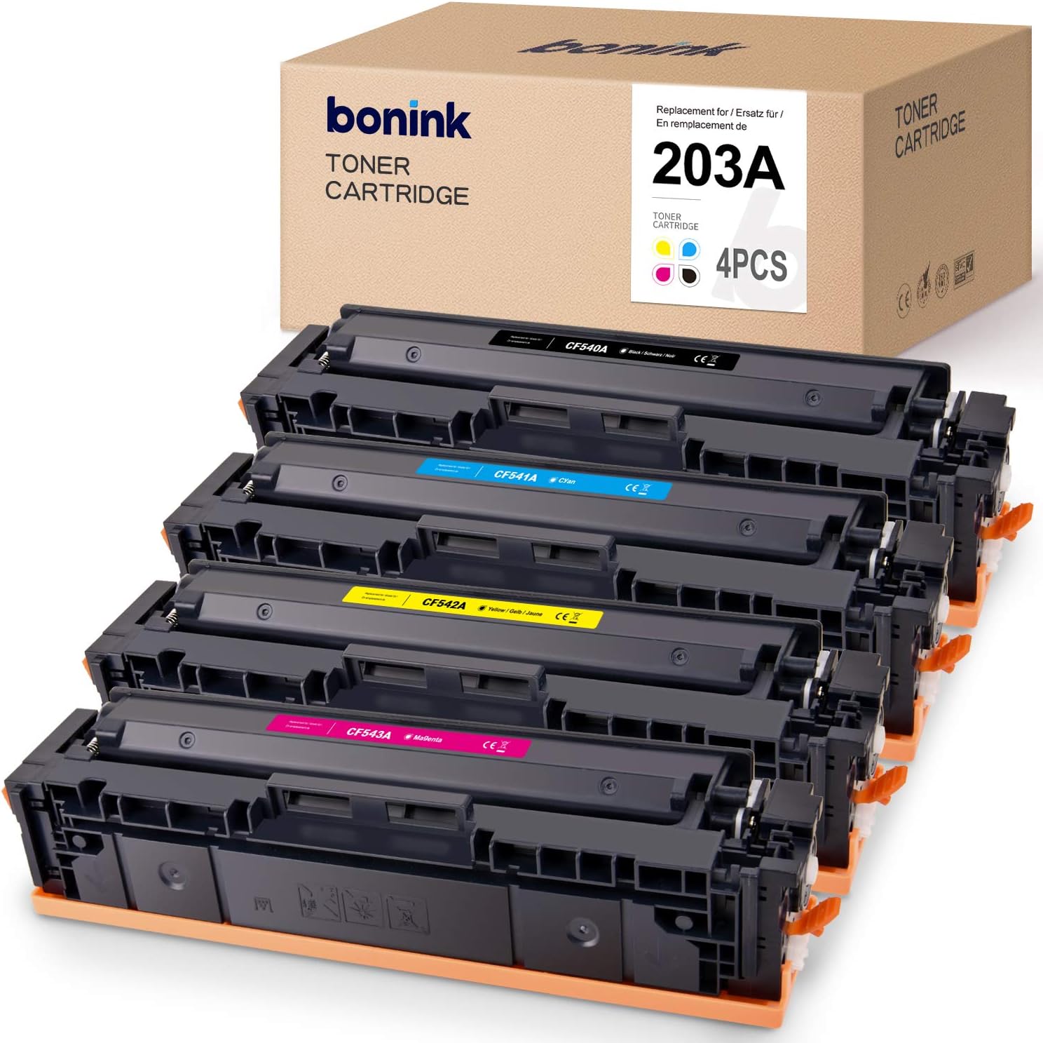 203X Kompatible für HP M281fdw Toner für HP 203X Toner HP Color LaserJet Pro MFP M281fdw Toner M254dw M281fdn M280nw M281cdw M254nw M254dn M281 M254 203A CF540X (Schwarz Cyan Gelb Magenta
