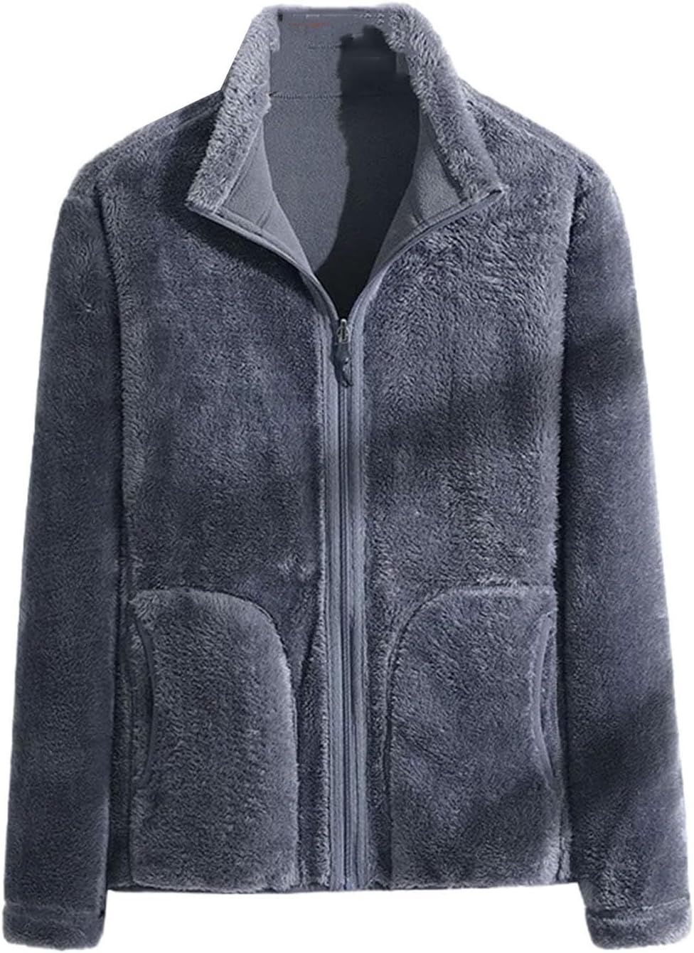 Warm and Plush Jacket Stand Collar Cardigan Couple Style Sweatshirts Thickened Double-sided Coral Fleece Outdoor