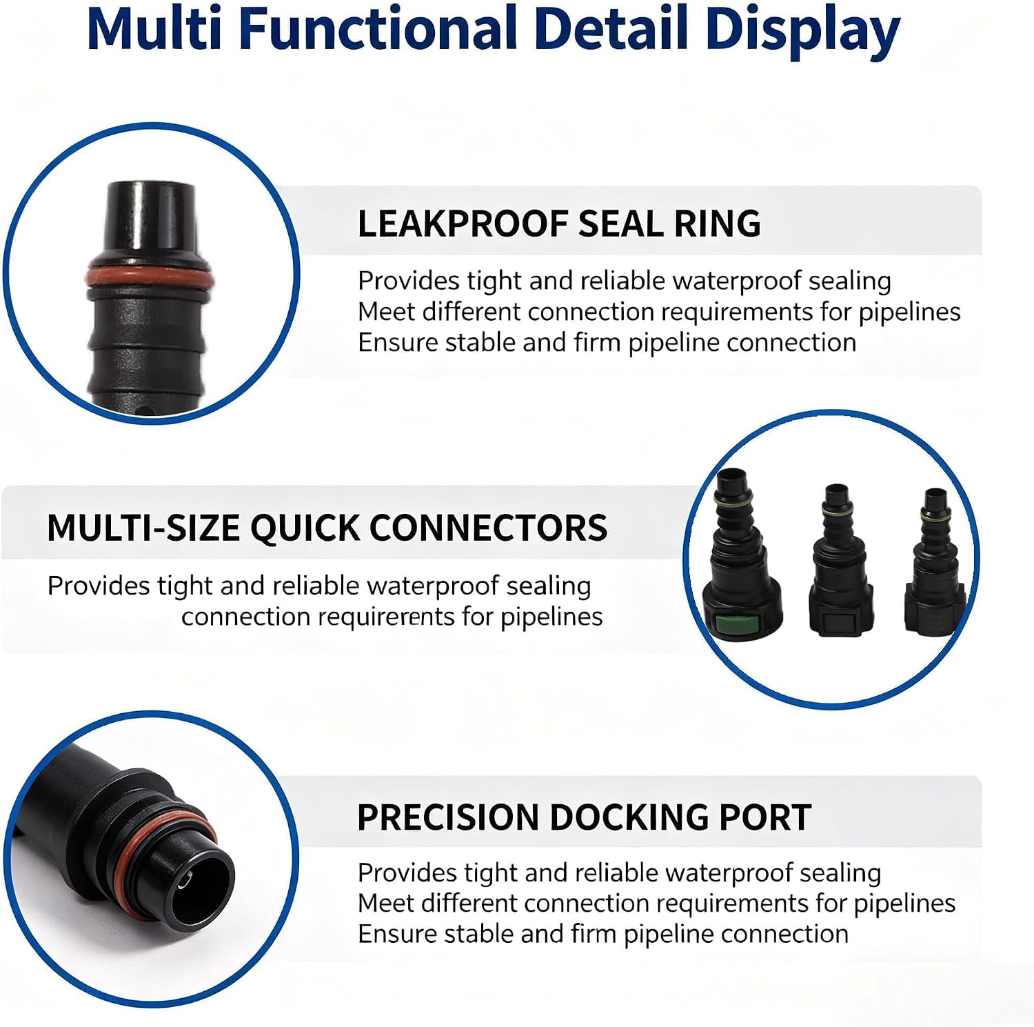 Fuel Line Quick Connector Includes Straight Elbow Pipe Multiple Size Repair Kit Leak Proof Press Nylon Hose Release Automotive Boat