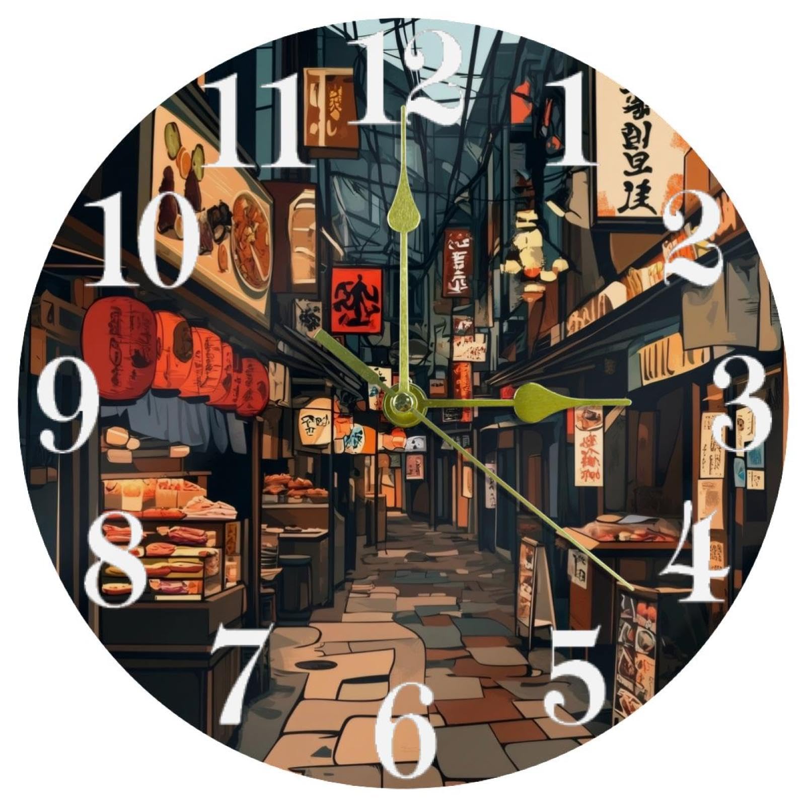 Horloge murale Tokyo Street à quartz pour un espace de travail sans nuisances