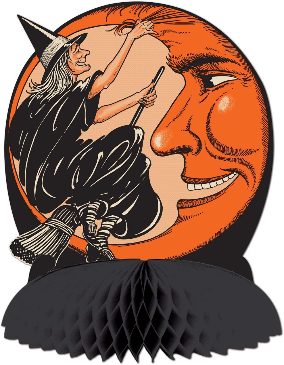 Beistle Club Pack Halloween Vintage Witch and Moon Centerpiece with Tissue Base, Box of 12