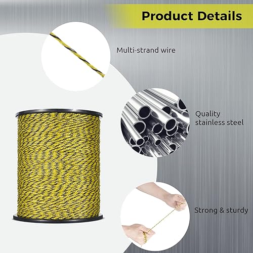 Miniatura 5 de Alambre eléctrico para valla de 3280 pies, 3,280.8 ft de alambre eléctrico portátil de esgrima de acero inoxidable, resistente al óxido, resistente