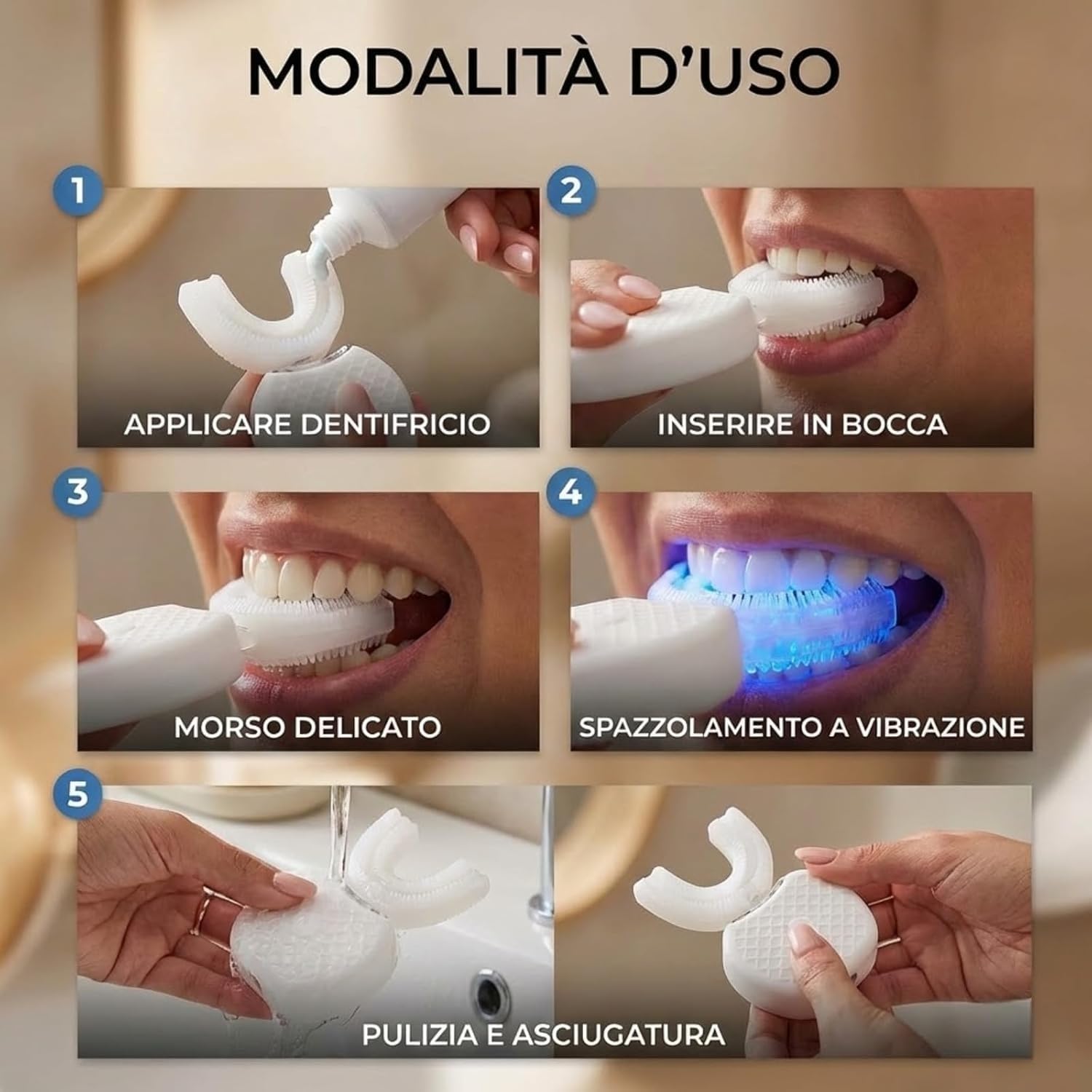 Toothbrush, Spazzolino Sonico 360° Con Pulizia Automatica, Spazzolino Elettrico Sonico Wireless a Ultrasuoni Testina in Silicone Alimentare (blu e rosa （2PCS）)