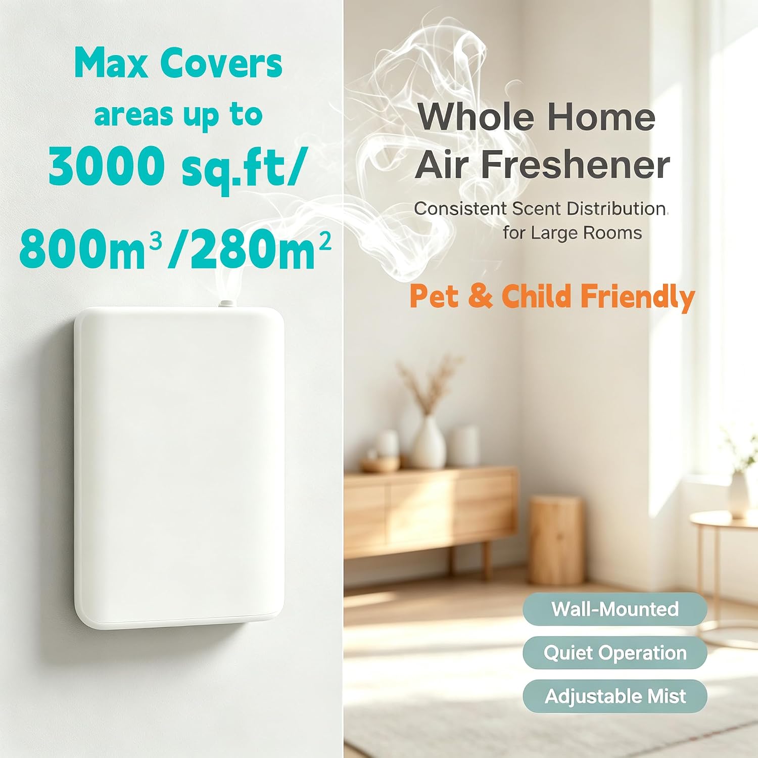 Waterless Essential Oil Diffuser 3000 sq.Ft Cover 500ml for Home image 3