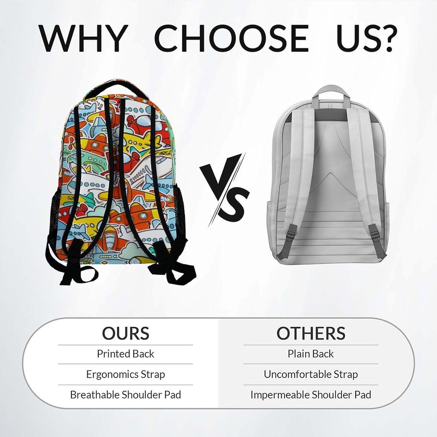 School Bags for Boys - Cartoon Colorful Airplane Travel Backpack for Kids - 17 Inch Bookbag for Elementary School - Back to School Supplies