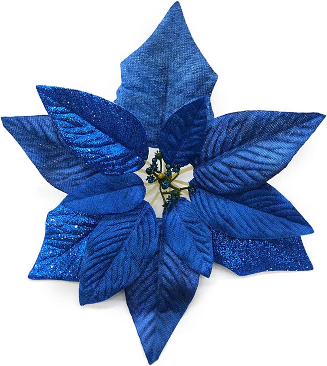 Reycra 20Pcs Christmas Glitter Poinsettia Flowers