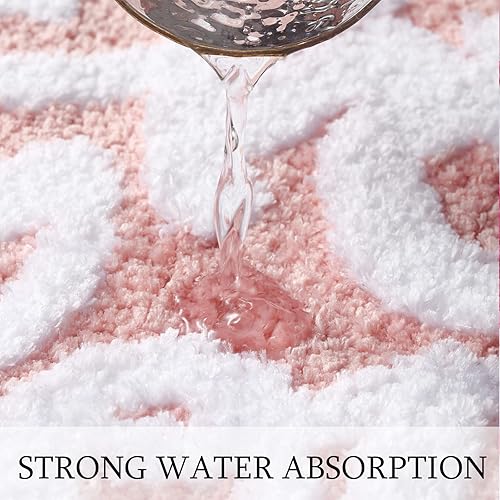 Miniatura 2 de FANC GUY Hello Lovely - Alfombra de baño suave y preparada, color rosa intenso, absorbente de agua, alfombra de ducha de microfibra, bonita y