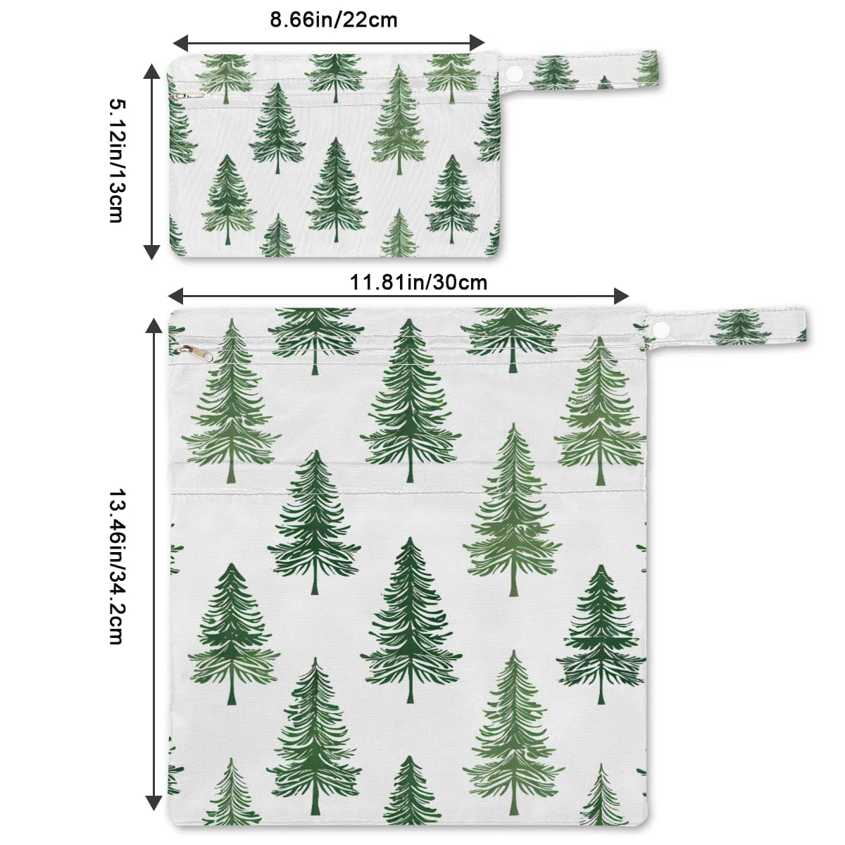 GzLeyigou 2pcs Cloth Diaper Wet Dry Bag Waterproof Storage Bag Travel Laundry Bags, Beach, Pool, Breast Pump Parts, Gym Bag for Swimsuits & Wet Clothes for Baby (Minimalist Christmas Tree)