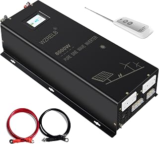 WZRELB 8000W 24V Pure Sine Wave Inverter,24 Volt DC to AC 120V 240V Split Phase Power Inverter,2*AC Hardwire Terminal,16KW Surge,High Efficiency up to 91.6%,Wireless Remote