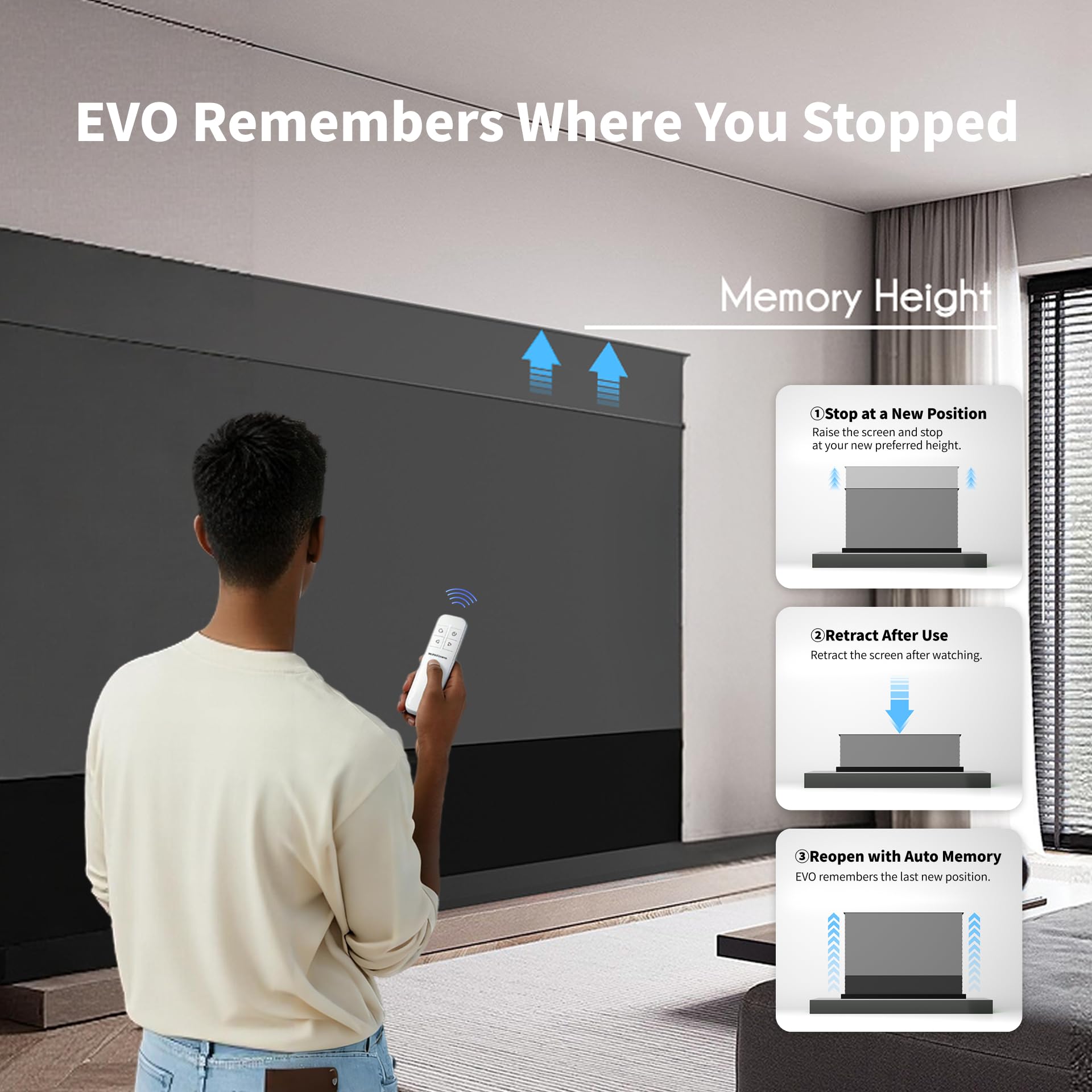 LeApex EVO Schermo Proiettore Motorizzato da Pavimento 100 Pollici, ALR CLR 95% Reiezione Luce Ambientale, Visibile anche di Giorno, per Proiettore UST, 4K/8K UHD, Home Cinema