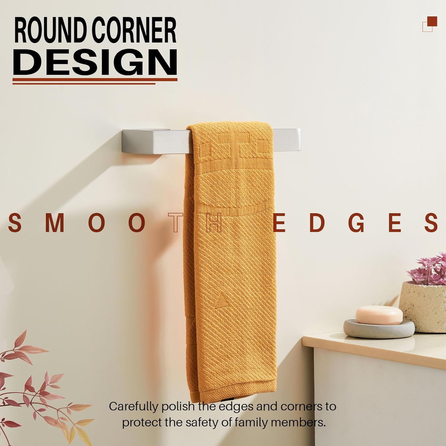 KOKOSIRI Hand Towel Bars Bath Towel Holder Brushed Nickel Wall Mount Kitchen Towels Rack Bathroom Hardware Stainless Steel, B3009BR - Image 7