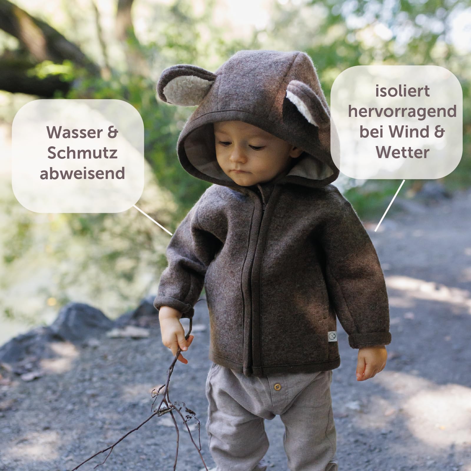 cocoome Wollwalk Jacke für Kinder | aus Natur Schurwolle mit Reißverschluss | Walk Jacke für Baby | Walkjacke Tiere | in Europa gefertigt | verschiedene Größen und Modelle | Größentabelle beachten