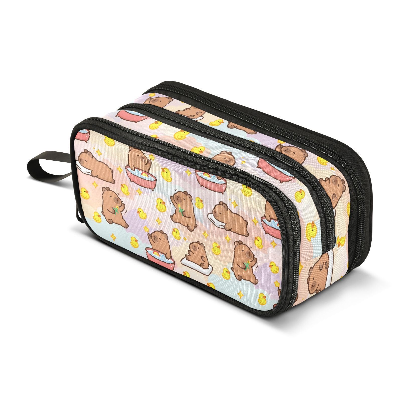 Mnsruu Capybara Duck Cute Pencil Case Large Capacity Pen Bag Girls Boys Pencil Pouch Stationery Organizer Holder Zipper Pen Case for School Office