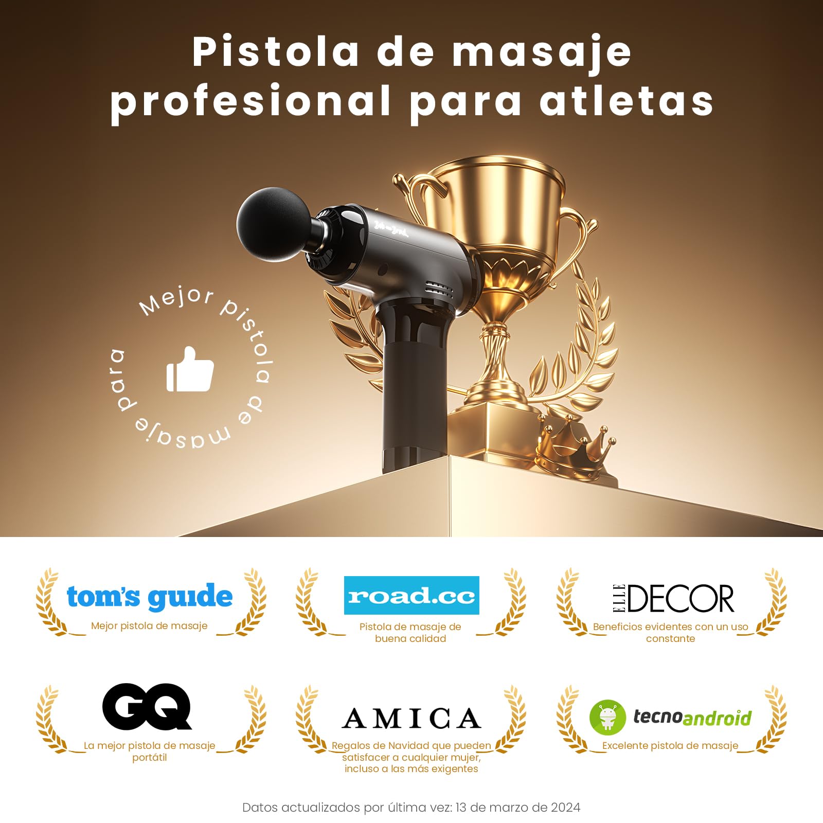 Bob and Brad T2 Pistola de Masaje Muscular, Masajeador de Tejido Profundo con Batería de 4000 mAh y Amplitud de 10 mm, Pistola de Masaje Eléctrica para Aliviar el Dolor Muscular
