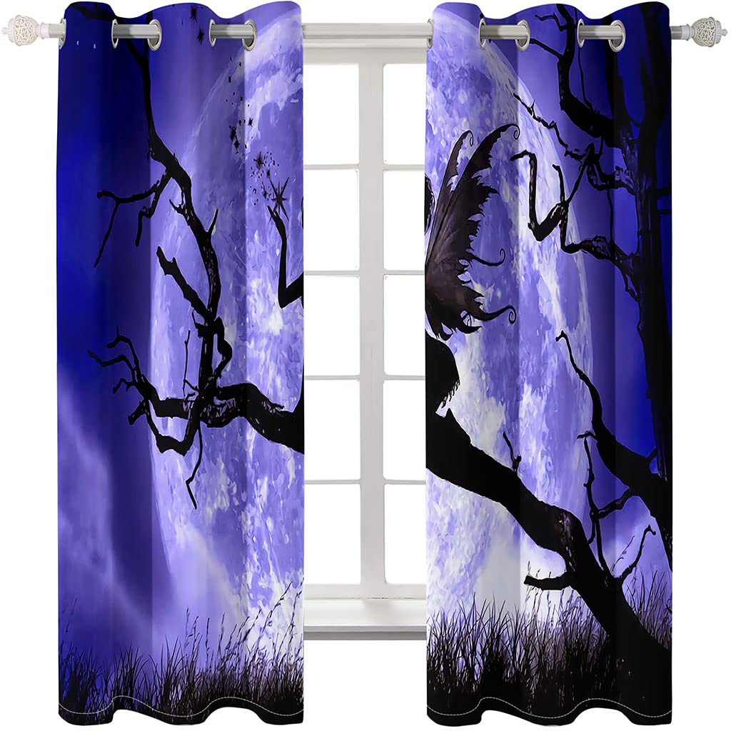 Cortinas Opacas para Salon Moderno - Cortinas Termicas Aislantes con Ollaos - Dormitorio Cocina Decoracion - 3D Ángel De La Luna, 2 Piezas 280 X 260 Cm（An X Al）