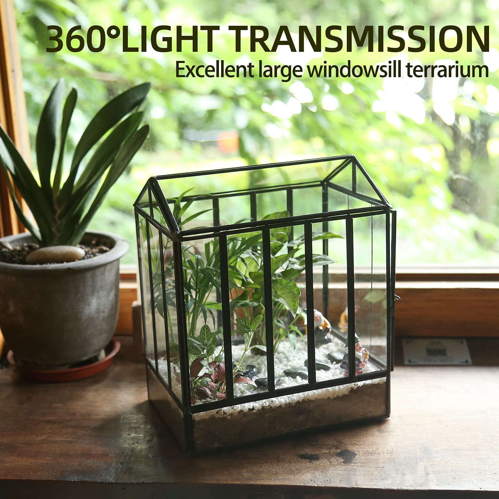 REDHUGO Handmade Glass Planter Terrarium,Succulents Centerpiece Display Tabletop Box Mordern Decor DIY Gift Plant Container for Succulent Cacti Air Plants Flowers (Large Church Shape 8.5"x6"x10")