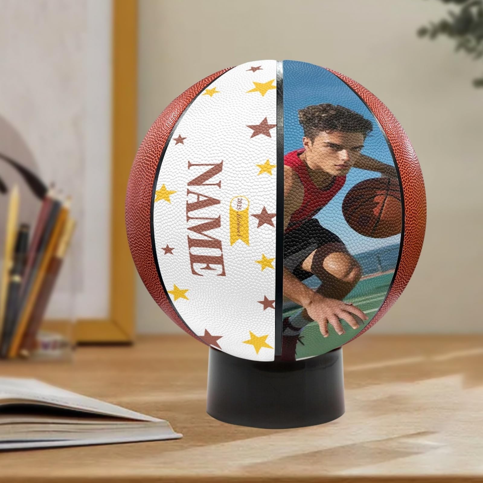 Pallone da basket personalizzato | Pallone da basket personalizzato con nome/foto | Regalo per compleanni, lauree, Natale | Ideale per gli appassionati di basket e gli allenatori
