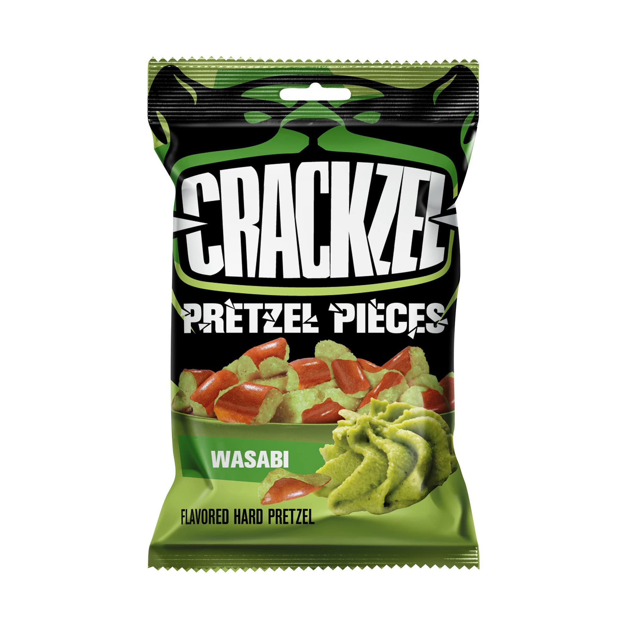 Crackzel Wasabi Pretzel Pieces 24 x 85 gr - Piezas de pretzel con especias de wasabi