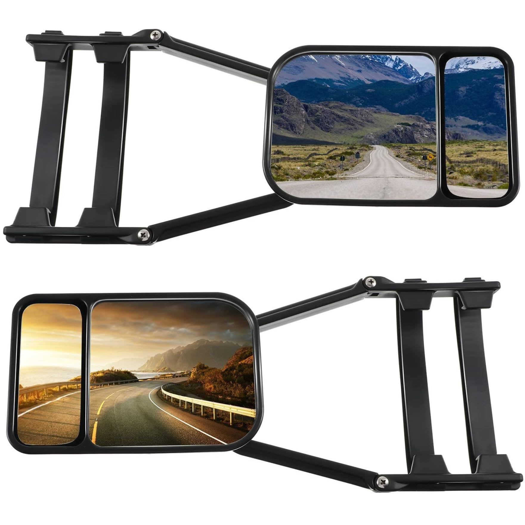 Specchio posteriore dell'auto, specchio posteriore per auto da 2 pcs, punto cieco esteso regolabile, doppi accessori piatti per veicoli, roulotte