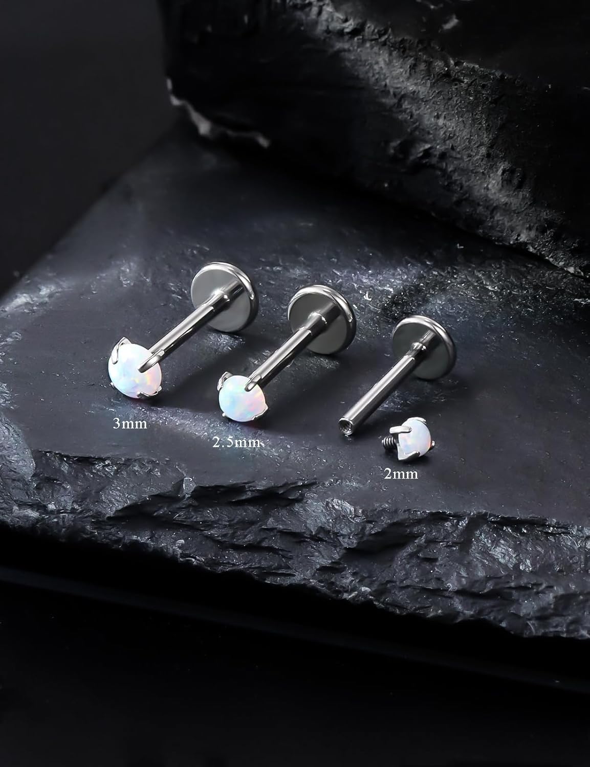 20G 18G 16G Astm F136 Titanium Internal Thread Flat Back Earrings Nose Studs Tragus Helix Conch Cartilage Lobe Earrings Medusa Labret Snake Bite Monroe Lip Ring Piercing Jewelry For Women Men - Image 4