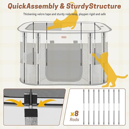 Miniatura 5 de Seiyierr Corralito plegable para mascotas - Corralito para gatos y cachorros, jaula de viaje para perros con funda de transporte, tienda de campaña