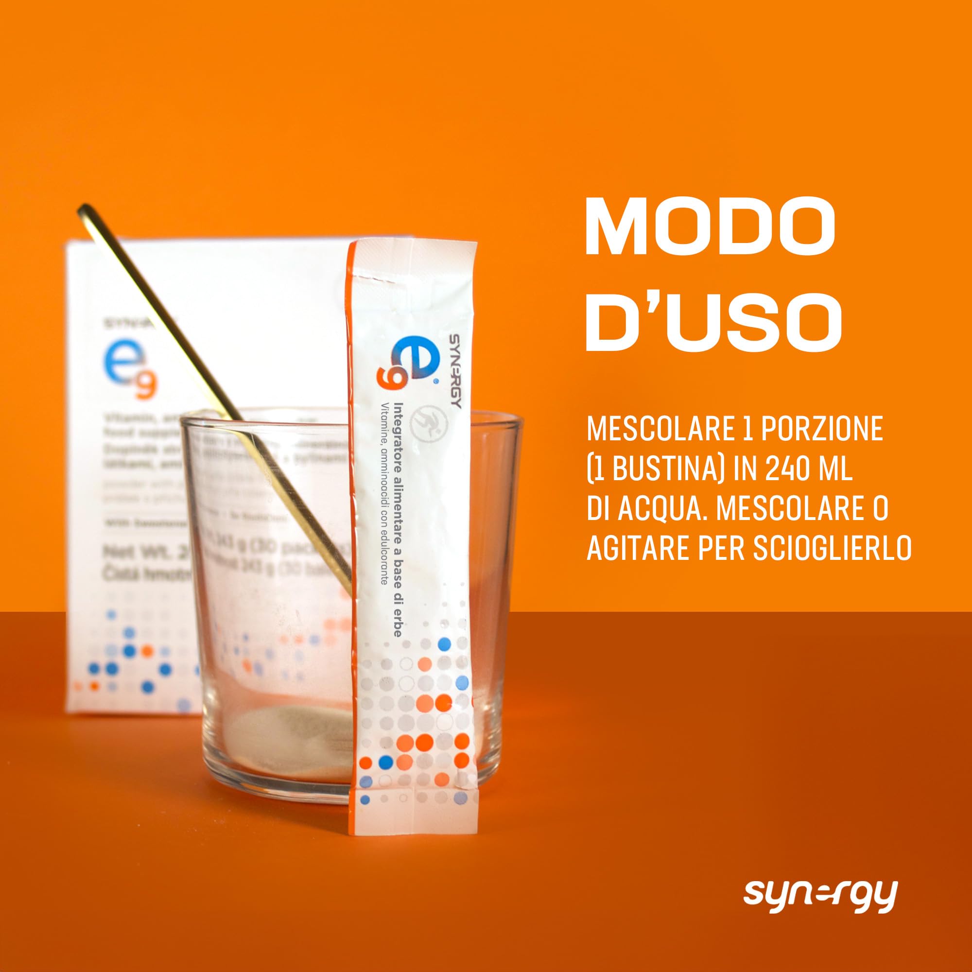 Synergy Worldwide E9 30 Dosi | Integratore 500mg L-Arginina con Vitamine B12, B6 e Acido Pantotenico | A Basso Contenuto Calorico | Supporta la Performance Fisica e Riduce l’Affaticamento | 243 g