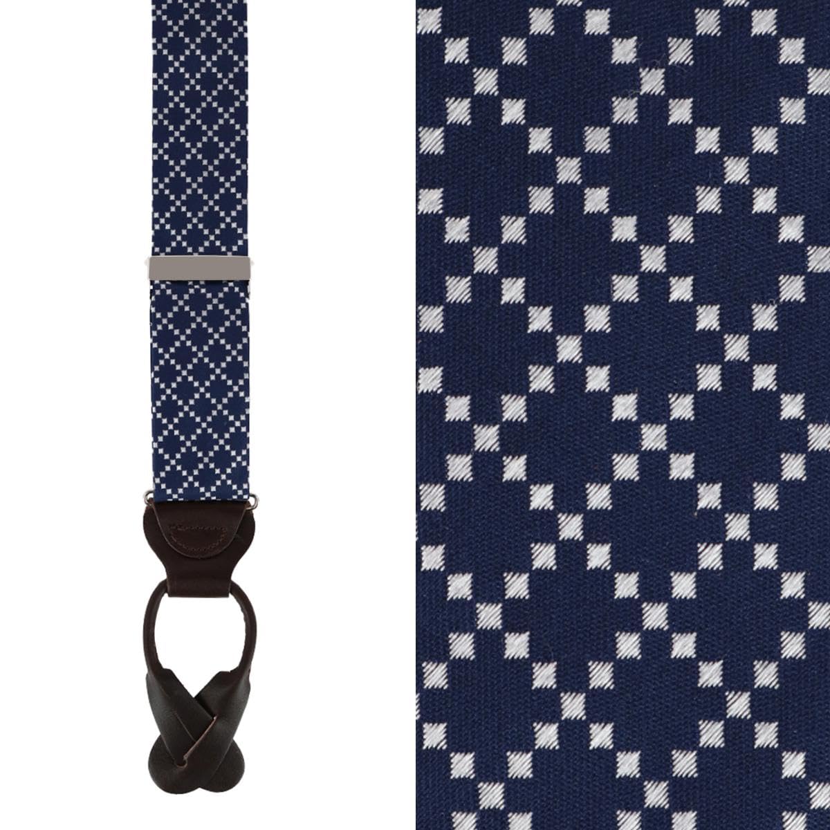 Trafalgar Men's Rowan Geometric Pattern Silk Button End Braces (Suspenders),