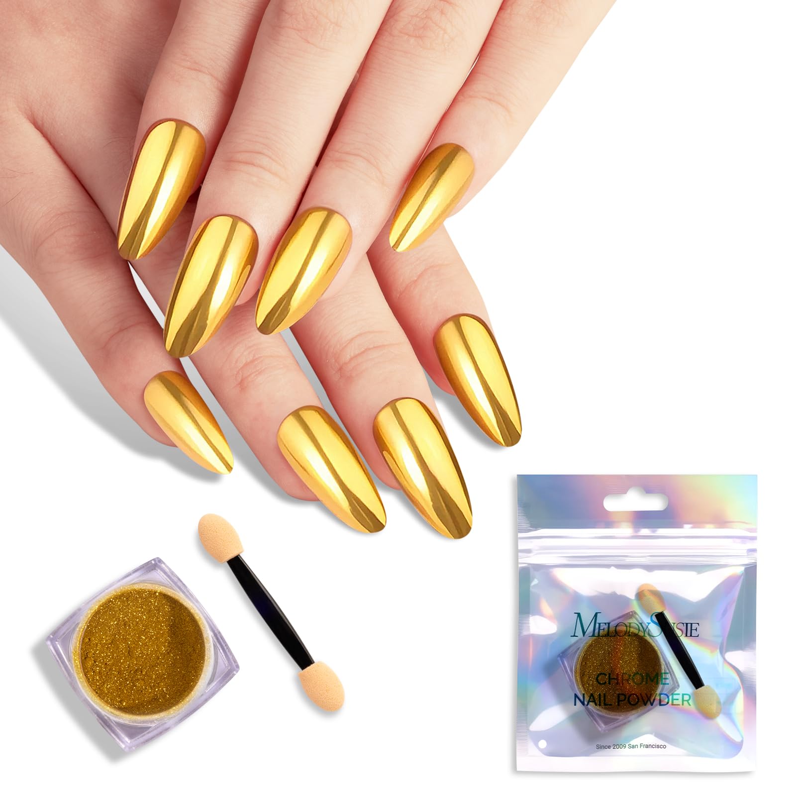MelodySusie Gold Chrome Nail Powder for Gel Nails