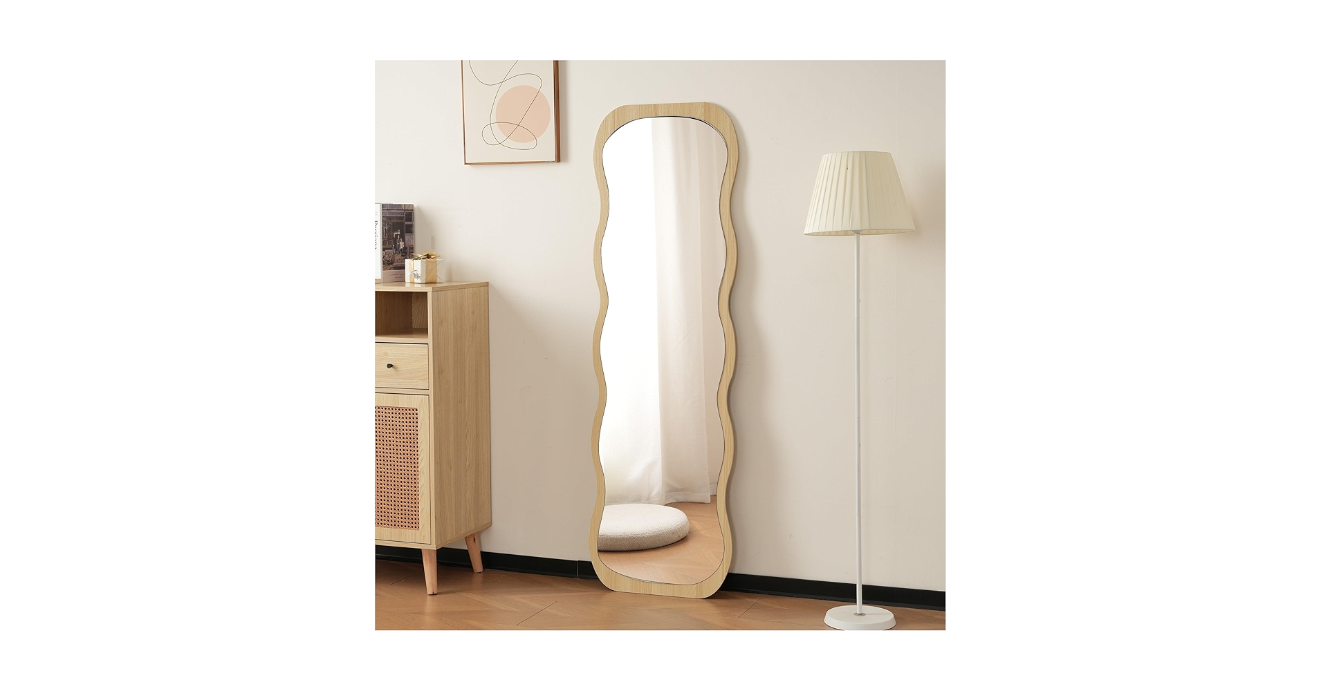 【新品】波形状木目調全身鏡 160×50cm 北欧風 飛散防止 Amazon.co.jp: Jujwooo 全身鏡 波形状 姿見鏡 北欧 木目調