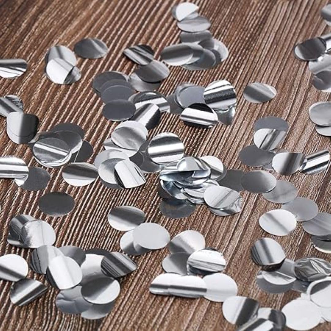 Wanna Party Silver Polka Dot Party Confetti for Table Decoration,Silver Round Paper Confetti Circle Dots Confetti for Birthday Wedding Anniversary Party Decorations, Filling Balloons-15 Grams