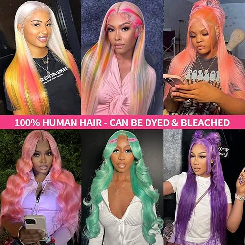 Miniatura 8 de BABOSHOW Pelucas de cabello humano lacio con encaje frontal, densidad del 180 %, 13 x 4, HD, transparente, encaje frontal, 26 pulgadas, sin