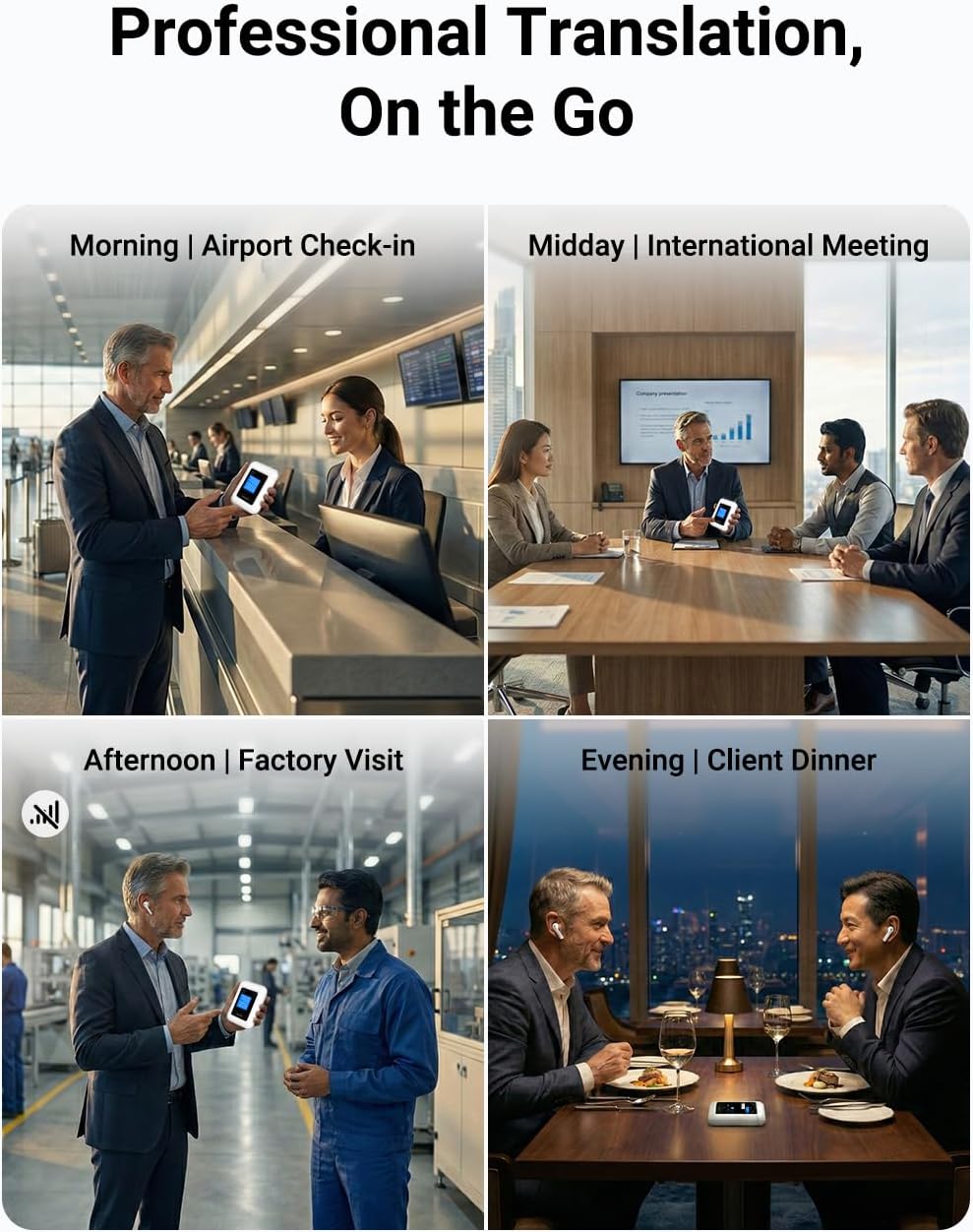 A8 AI Translation Earbuds Real Time with ChatGPT, Language Translator Device in 144 Languages, Offline Translation Headphones No APP Needed, Spanish Traductor for Business Conference (White)