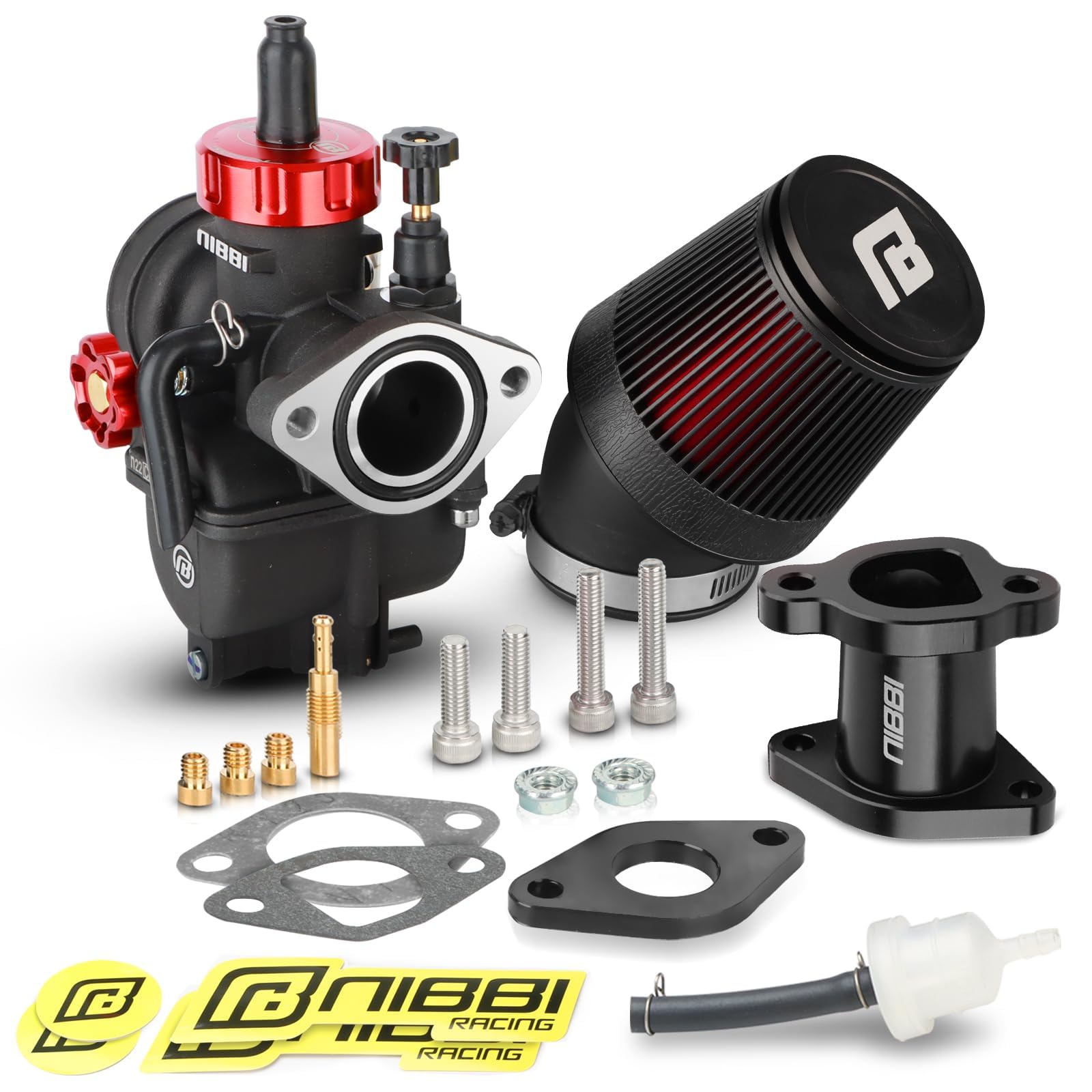 NIBBI Predator 212 - Carburatore PE22 flangia con collettore di aspirazione e filtro dell'aria, adatto per 212 Predator 196 cc, 212 cc, 224 cc, kart, pit bike, ATV, moto
