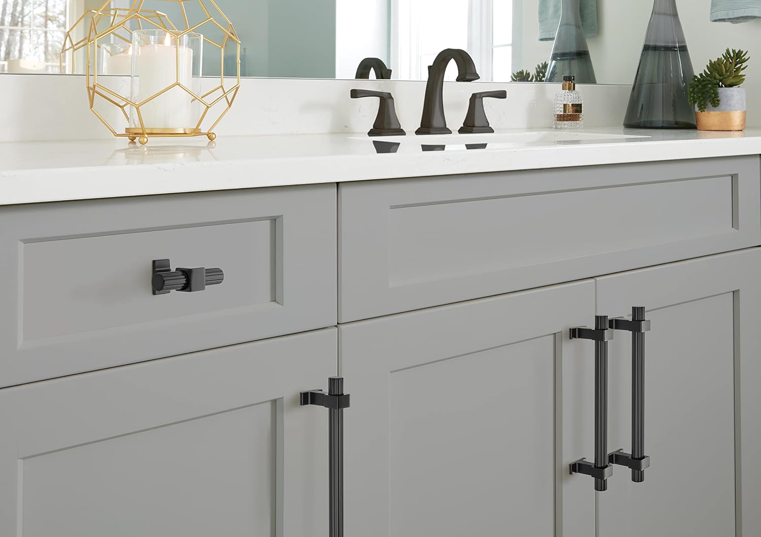 Amerock | Cabinet Pull | Matte Black | 5-1/16 inch (128 mm) Center to Center | Carrigan | 1 Pack | Drawer Pull | Drawer Handle | Cabinet Hardware