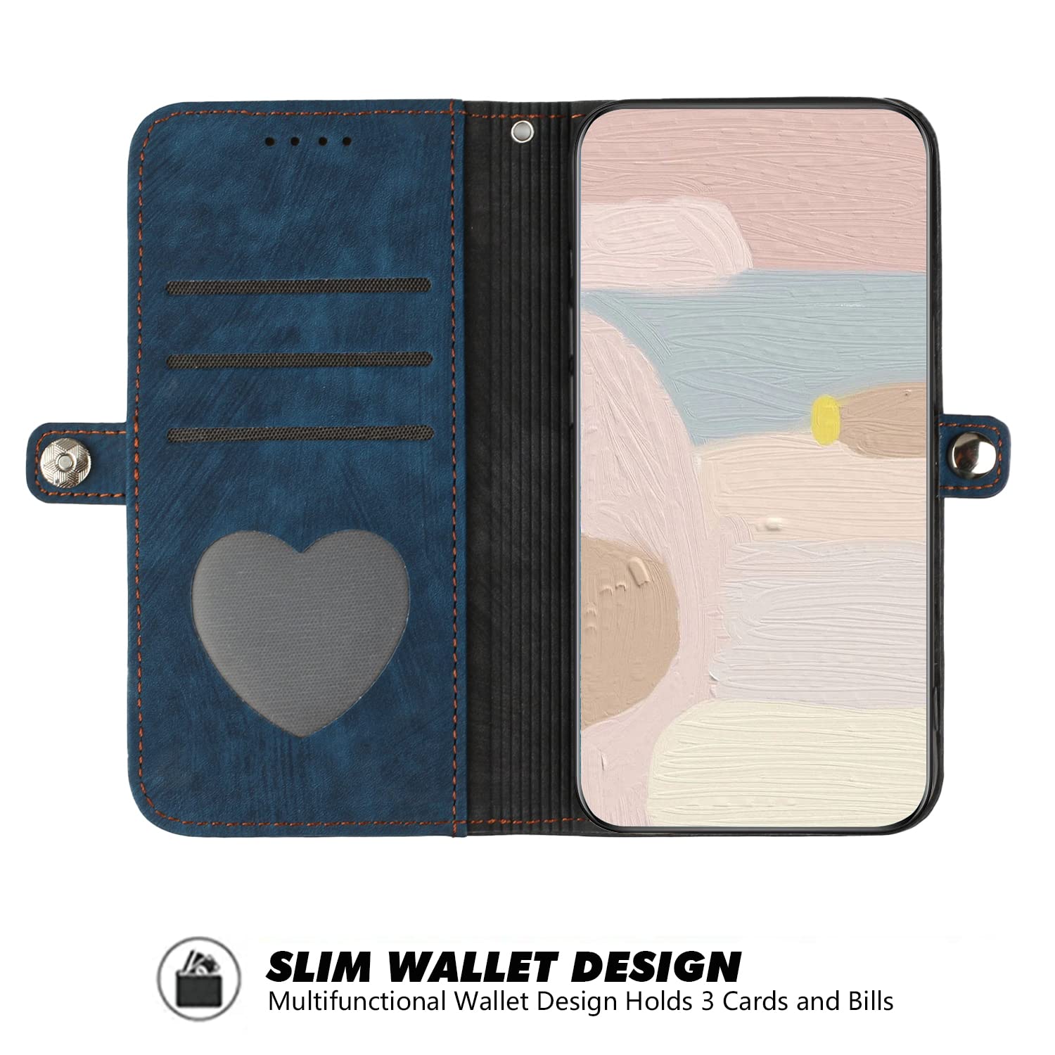 COTDINFORCA Custodia Flip Per OnePlus 8 Pro | Copertina Con Porta Carte E Custodia Magnetica | Design Mandala In Rilievo E Supporto Multifunzione (Half Mandala Blue SD) - 2
