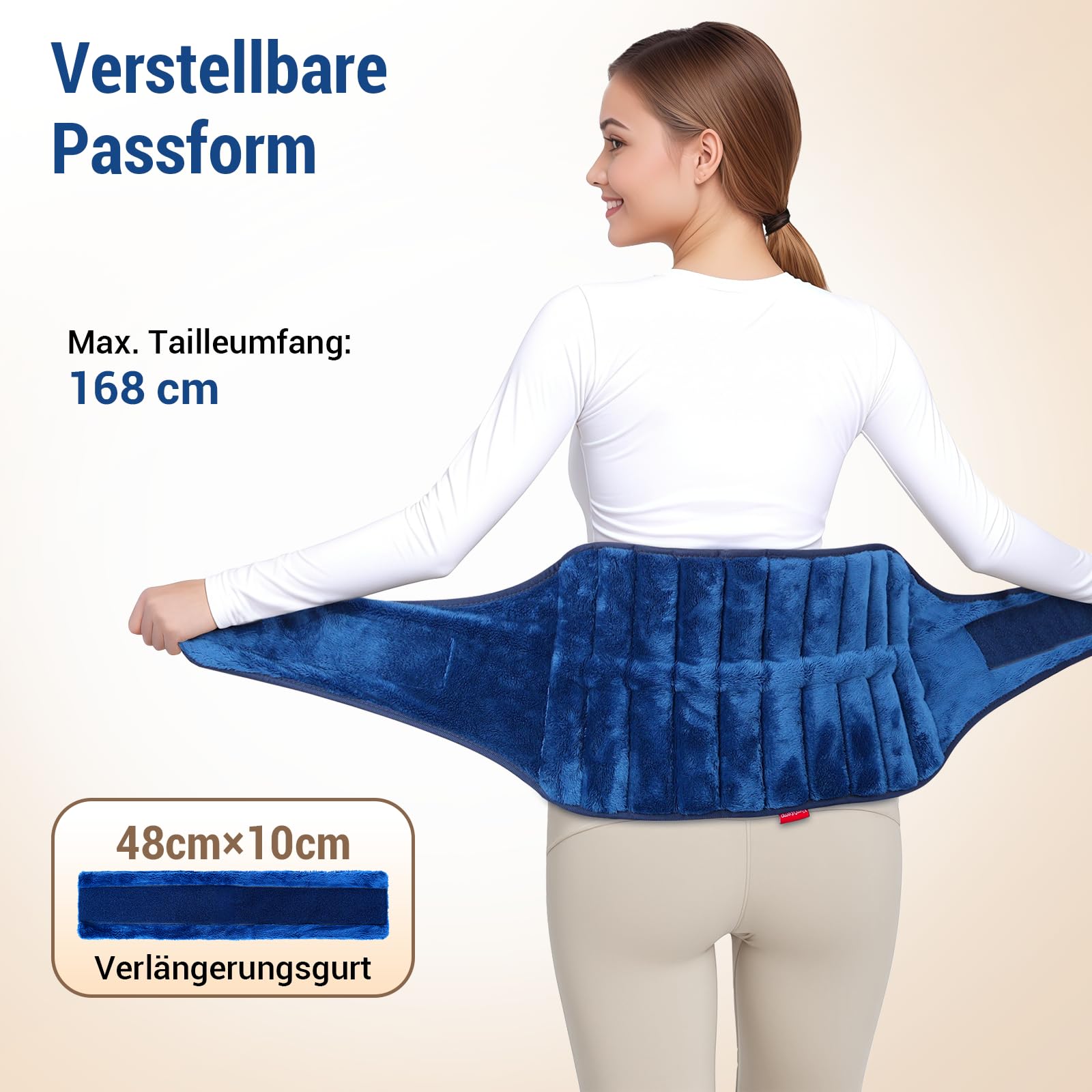 Comfytemp Körnerkissen Mikrowelle Wärmekissen für Rücken Bauch，Natürliche Leinsamen Feuchte Wärme Rückenwärmer Wärmegürtel Heizgürtel Periode（1,2kg）Geschenke