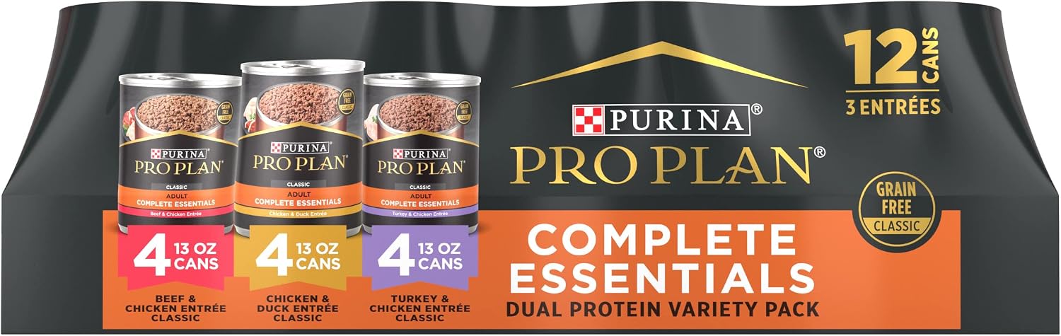 Purina Pro Plan Grain Free Wet Dog Food Variety Pack, Classic Entrees - (12) 13 oz. Cans