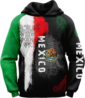 Men's Mexico Flag Hoodie Unisex Mexican DNA Black Long Sleeve Pullover Casual Mexican Patriotic Sweatshirt Hoodie