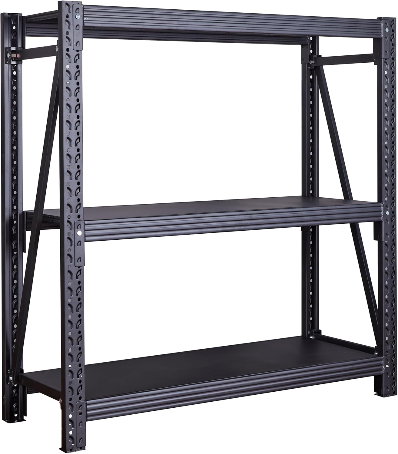 Garage Shelving Rack,3-Tier Industrial Shelving,Adjustable Warehouse Storage Rack,Heavy Duty Workshop Shelf for Basement Supermarket(N120,Black) 16.93"D x 47.24"W x 45.47"H Black