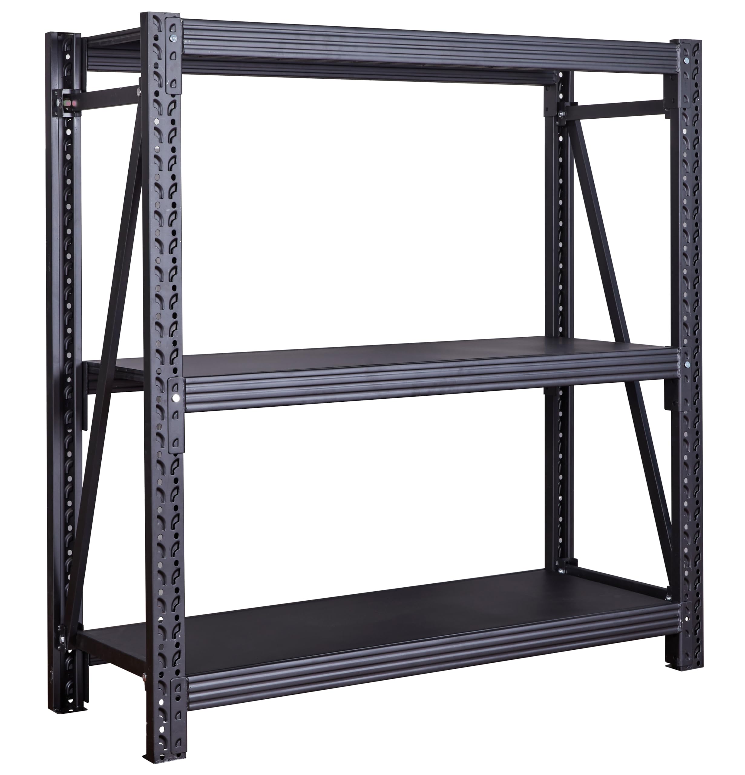 Scaffalatura per garage, scaffale industriale a 3 livelli, scaffale regolabile per magazzino, resistente, per cantina e supermercato (N120, nero)