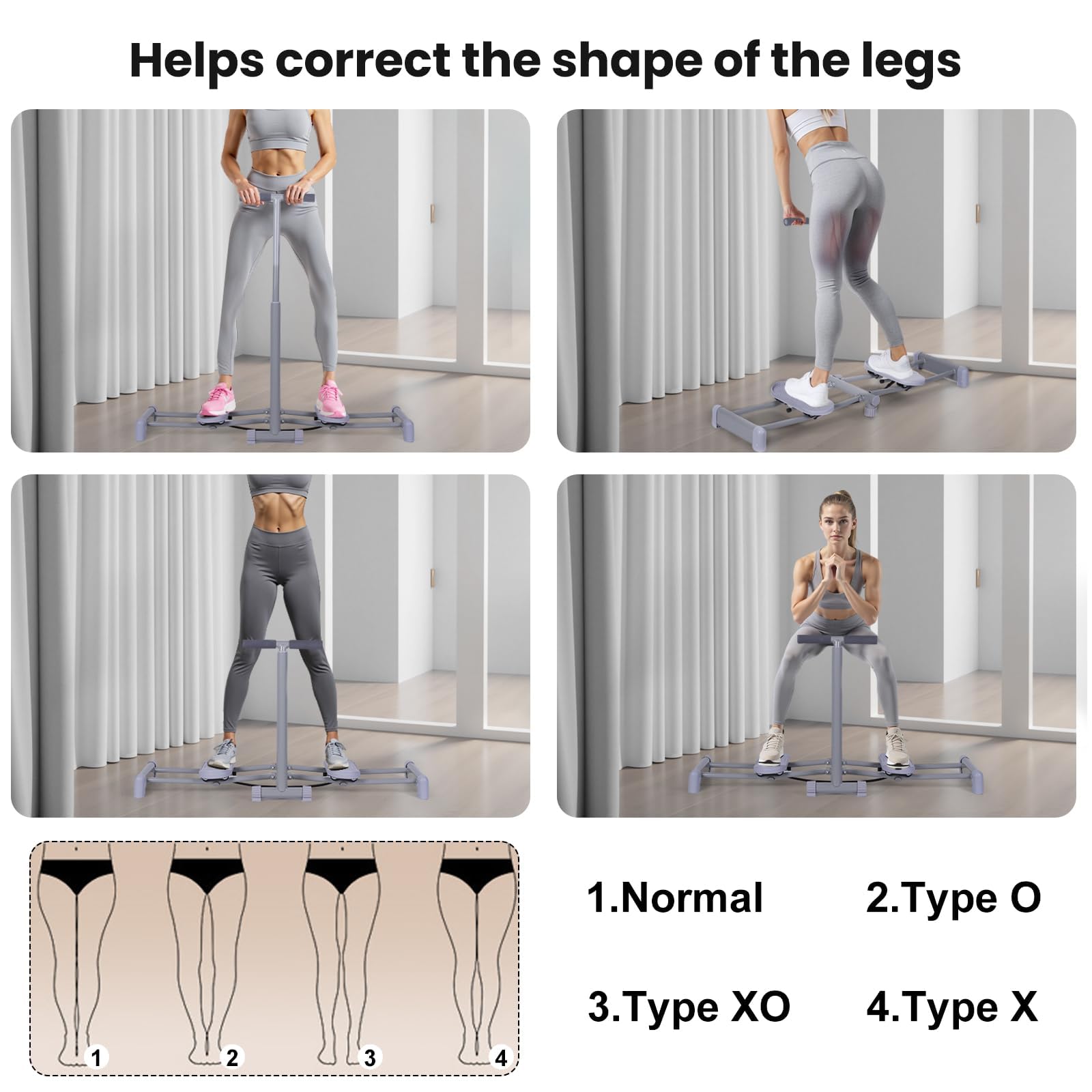 Simulateur De Ski, Entraîneur De Cuisses, Réglable Appareil Pliable pour Jambes, Plancher Pelvien pour Femmes, Appareil De Perte De Poids pour Abdomen, Jambes, Fessiers, Fitness À Domicile